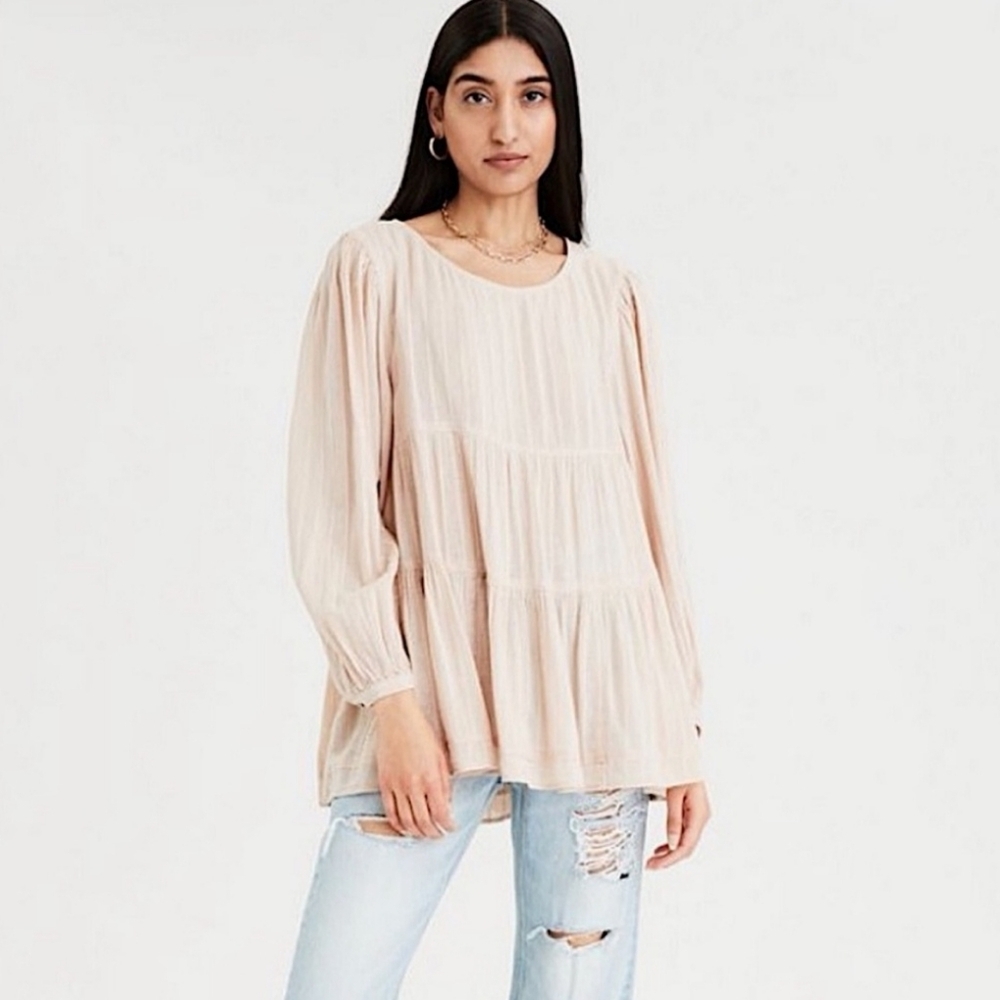 American Eagle Outfitters Cream Blouse